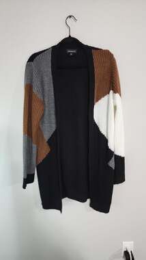 Fortune + Ivy Edwina Colorblock Open Front Longline Cardigan Sweater Size XL